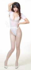 Short-Sleeved Thong Leotard with Crotch Opening