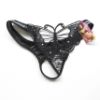 Embroidered Butterfly Thong, Black
