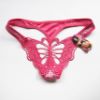 Embroidered Butterfly Thong, Hot Pink