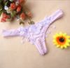 Sheer Crotchless Thong w/ Pearl String, Flowers