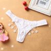 Sheer Crotchless Thong w/ Pearl String, Flowers