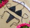 Satin Thong Bikini Set with Side Ties