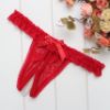 Split Crotch Pearl String Panties with Bow