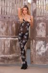 Opaque Bodystocking with Spiderweb Print, Open Crotch