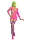 Long-Sleeved Half Net, Half Opaque Minidress (accessories not included)